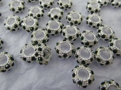 15%off--100pcs 8-12mm Micro Crystal Pave Rondelle Greey Crystal Silver Jewelry Spacer Jewelry beads