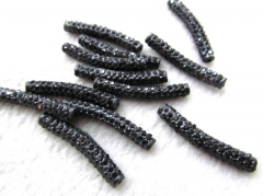 Wholesale 50pcs 6x30mm Micro Pave Crystal Rhinestone Sideway Tube Bracelet Connector - Curve Pave Ba