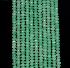 4x3mm Aventurine Green Jade Gemstone Faceted Rondelle Loose Beads 15 inch Full Strand (90182870-783)