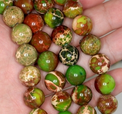 12mm Sea Sediment Imperial Jasper Gemstone Green Grade AAA Round Loose Beads 7.5 inch Half Strand (90183570-780)