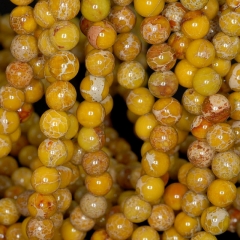 8mm Sea Sediment Imperial Jasper Gemstone Yellow Round Loose Beads 15 inch Full Strand (90183572-780)