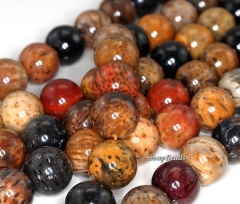 18mm Petrified Wood Fossil Gemstone Brown Round 18mm Loose Beads 15.5 inch Full Strand (90147657-281)