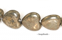 12mm Palazzo Iron Pyrite Gemstone Puffed Love Heart 12mm Loose Beads 15.5 inch Full Strand (90144942-404)