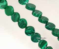 Malachite Gemstone Green Overlapping Flat Round Circle 14mm Loose Beads 15.5 inch Full Strand (90146266-219)