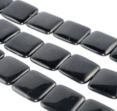 30x30mm Black Jet Gemstone Organic Perfect Square 30mm Loose Beads 8 inch Half Strand (90186906-885)