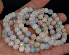 10mm Beryl Morganite Gemstone Grade AA Pink Multicolor Round Loose Beads 7.5 inch Half Strand (90183562-788)