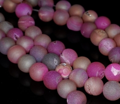 10MM Titanium Pink Agate Druzy Gemstone Round Loose Beads 16 Bedas (90190799-B56)