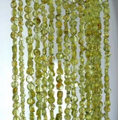 4mm Peridot Gemstone Grade A Green Flat Round Nugget Loose Beads 14 inch Full Strand (90184955-899)