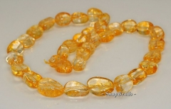 21x14-13x11mm Citrine Quartz Gemstone Graduated Nugget Loose Beads 19 inch Full Strand (90191421-B41-585)