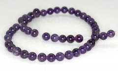 7mm Dark Amethyst Gemstone Grade A Purple Round 7mm Loose Beads 7 inch Half Strand (90191624-813)