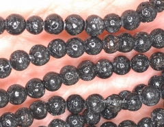 6mm Black Volcanic Basaltic Lava Gemstone Round 6mm Loose Beads 16 inch Full Strand (90114615-205)