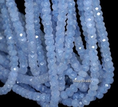 AAA Chalcedony Blue Lace Agate Gemstone Micro Faceted Rondelle 6x4mm 16inch Loose Beads 