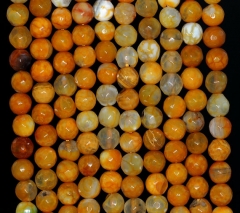 6mm Fire Agate Gemstone Yellow Faceted Round Loose Beads 15 inch Full Strand (90183858-365)