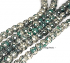 8mm Green Iron Pyrite Inclusions Gemstone Grade AA Round 8mm Loose Beads 7.5 inch Half Strand (90191026-180)