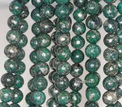 8mm Green Iron Pyrite Inclusions Gemstone Grade A Round 8mm Loose Beads 7.5 inch Half Strand (90191025-180)