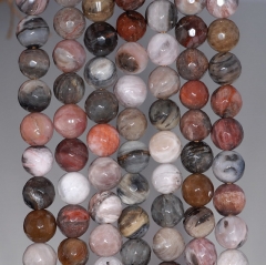 10mm Petrified Wood Agate Gemstone Grade AA Brown Faceted Round 10mm Loose Beads 15 inch Full Strand (80000395-785)