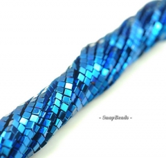 2x2mm Hematite Gemstone Blue Square Cube 2x2mm Loose Beads 16 inch Full Strand (90114799-149)