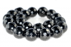 11-12mm Black Jet Gemstone Organic Micro Faceted Round Loose Beads 7 inch Half Strand (90186121-882)