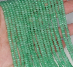 4x3mm Aventurine Green Jade Gemstone Faceted Rondelle Loose Beads 15 inch Full Strand (90182870-783)