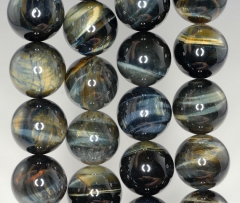 16mm Blue Tiger Eye Gemstone Hawk Eye Grade A Round 16mm Loose Beads 7.5 inch Half Strand (90186276-740)