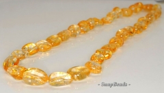 21x14-13x11mm Citrine Quartz Gemstone Graduated Nugget Loose Beads 19 inch Full Strand (90191421-B41-585)