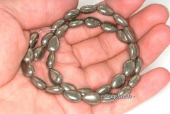 Palazzo Iron Pyrite Gemstone Teardrop 12x8mm Loose Beads 15.5 inch Full Strand (90145033-408)