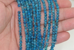 4mm Blue Sesame Jasper Gemstone Blue Round 4mm Loose Beads 15.5 inch Full Strand (90142904-167)