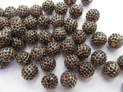 High Quality 100pcs 6-14mm,Bling Micro Pave Crystal Shamballa Ball beads, Micro Pave Hematite Black Jet Rose gold Findings Round