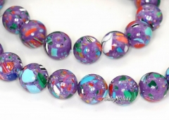 12mm Matrix Turquoise Gemstone Purple Mosaic Round 12mm Loose Beads 7 inch Half Strand (90145294-211)