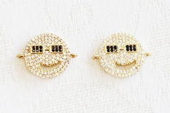 CZ Micro Pave 15mm Happy Face Connectors