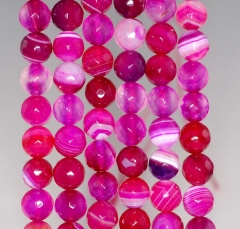 8mm Cherry Agate Gemstone Pink Red Swirls Faceted Round 8mm Loose Beads 15 inch Full Strand (90148312-444)