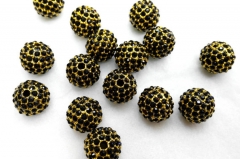 High Quality 100pcs 6-14mm,Micro Pave Crystal grey Shamballa Ball beads, Micro Pave Hematite Black F