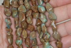 9x7-16x10mm Turquoise Gemstone Brown Blue Nugget Pebble Chips Loose Beads 16 inch Full Strand (90186239-823)