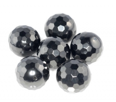 13-14mm Black Jet Gemstone Organic Micro Faceted Round Loose Beads 16 inch Full Strand (90186940-887)