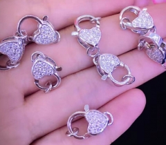12sets 8-15mm Top Quality Micro Crystal Pave Diamond Heart Trangle Clasps Jewelry Clasp Gunmetal Sil
