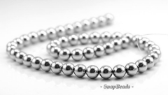 6mm Silver Hematite Gemstone Silver Round Loose Beads 15.5 inch Full Strand (90182533-396)