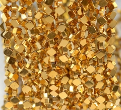 6mm Gold Hematite Gemstone Diamond Square 6x6mm Loose Beads 16 inch Full Strand (90185606-842)