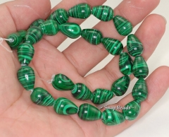 Hedge Mazes Malachite Gemstone Green Teardrop 14x10mm Loose Beads 15.5 inch Full Strand (90146179-219)