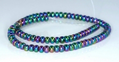 6x4mm Titanium Rainbow Iron Pyrite Gemstone Rondelle Loose Beads 7.5 inch Half Strand (90183785-404)