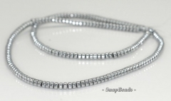 3x2mm Silver Hematite Gemstone Silver Rondelle Heishi 3x2mm Loose Beads 16 inch Full Strand (90188979-149a)