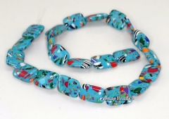 Matrix Turquoise Gemstone Blue Mosaic Rectangle 18x13mm Loose Beads 7 Inch Half Strand (90145263-212)