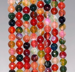 Fireworks Fire Agate Gemstone Micro Faceted Round 6MM Loose Beads 16 inch Full Strand (90106917-122)