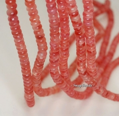 6x4mm Cherry Pink Jade Gemstone Pink Rondelle 6x4mm Loose Beads 16 inch Full Strand (90188831-82)