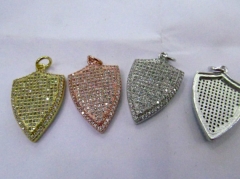 Top Quality 6pcs 20-40mm Micro Pave Diamond ArrowHead Pendant Shield Pendant Black Pave diamond Pendant
