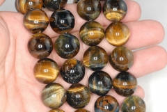 16mm Golden Blue Tiger Eye Gemstone Hawk Eye Grade A Round16mm Loose Beads 7.5 inch Half Strand (90186277-740)