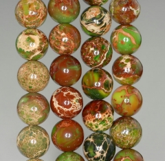 12mm Sea Sediment Imperial Jasper Gemstone Green Grade AAA Round Loose Beads 7.5 inch Half Strand (90183570-780)