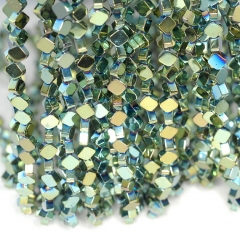 6mm Green Hematite Gemstone Titanium Green Diamond Square 6x6mm Loose Beads 16 inch Full Strand (90185609-842)