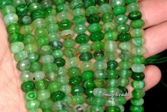 8x5mm Green Agate Gemstone Striped Faceted Rondelle 8x5mm Loose Beads 7 inch Half Strand (90148922-229)