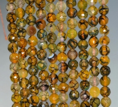 6mm Crackled Agate Gemstone Yellow Faceted Round Loose Beads 15 inch Full Strand (90183853-365)