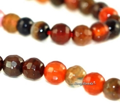 Firecrackers Fire Agate Gemstone Micro Faceted Round 6MM Loose Beads 8 inch Half Strand (90106904-121-A)